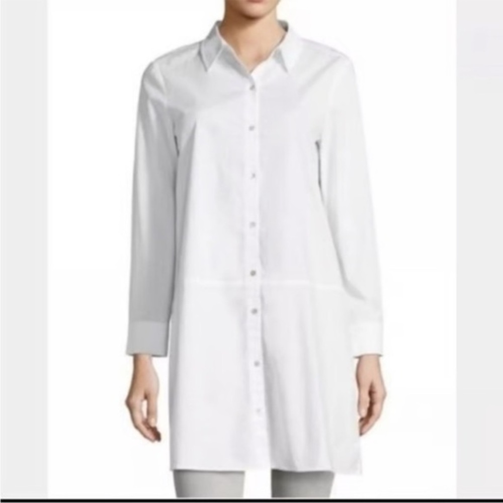 Eileen Fisher organic cotton white Long Sleeve Shirt Dress